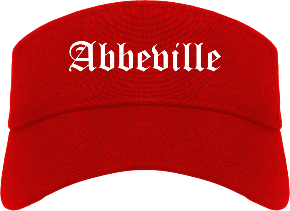 Abbeville Louisiana LA Old English Mens Visor Cap Hat Red