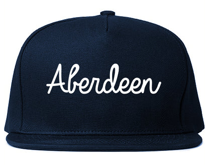 Aberdeen South Dakota SD Script Mens Snapback Hat Navy Blue