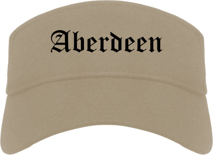 Aberdeen South Dakota SD Old English Mens Visor Cap Hat Khaki