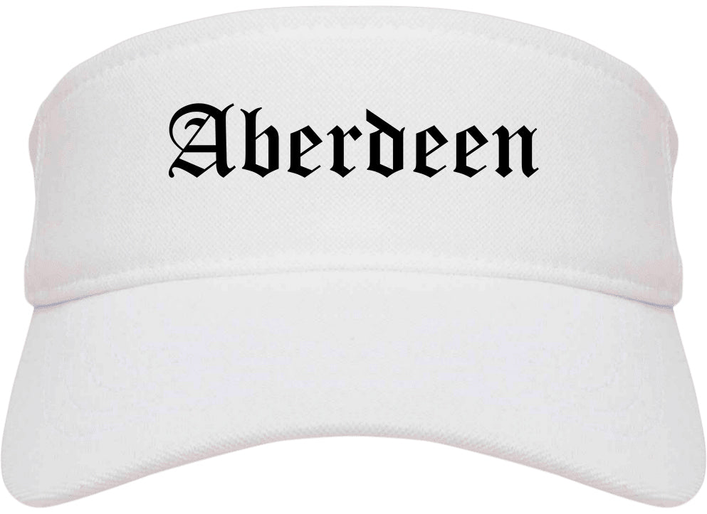 Aberdeen South Dakota SD Old English Mens Visor Cap Hat White