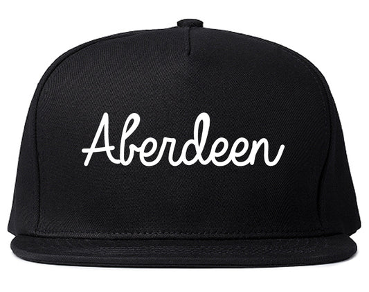 Aberdeen Washington WA Script Mens Snapback Hat Black