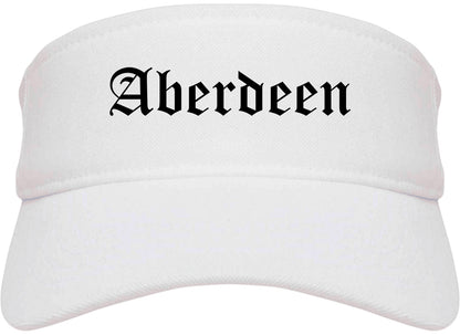 Aberdeen Washington WA Old English Mens Visor Cap Hat White