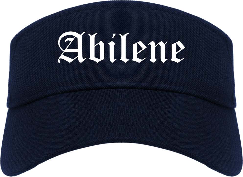 Abilene Kansas KS Old English Mens Visor Cap Hat Navy Blue