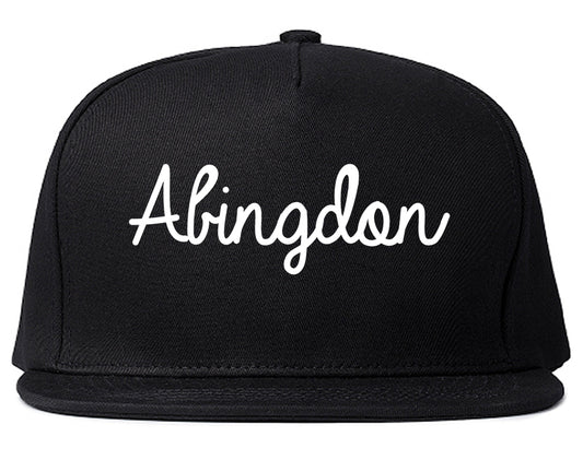 Abingdon Virginia VA Script Mens Snapback Hat Black