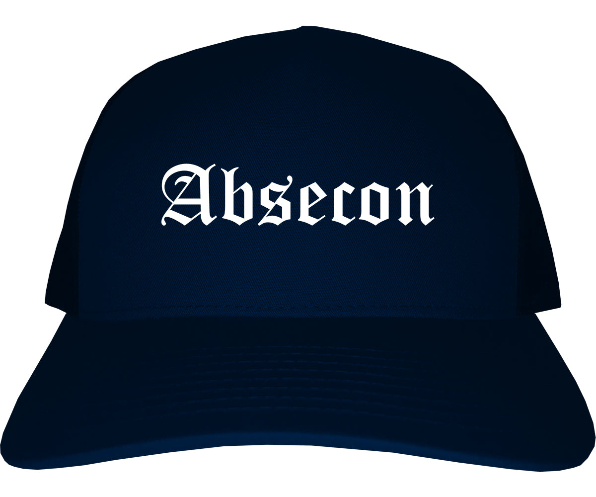 Absecon New Jersey NJ Old English Mens Trucker Hat Cap Navy Blue