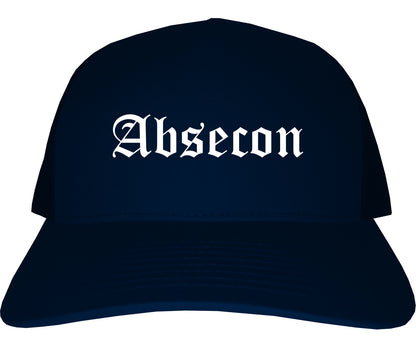 Absecon New Jersey NJ Old English Mens Trucker Hat Cap Navy Blue