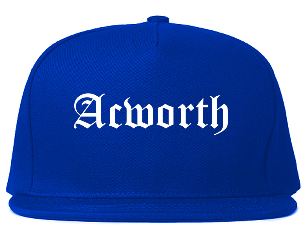 Acworth Georgia GA Old English Mens Snapback Hat Royal Blue