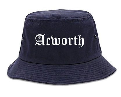 Acworth Georgia GA Old English Mens Bucket Hat Navy Blue