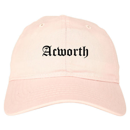 Acworth Georgia GA Old English Mens Dad Hat Baseball Cap Pink
