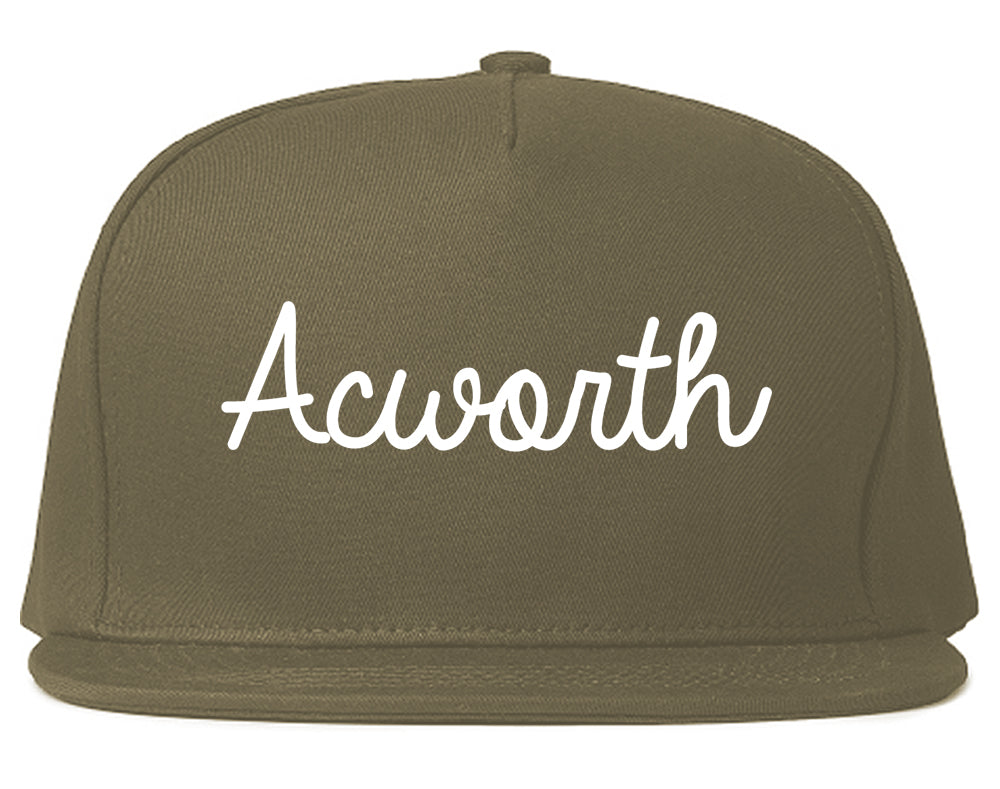 Acworth Georgia GA Script Mens Snapback Hat Grey