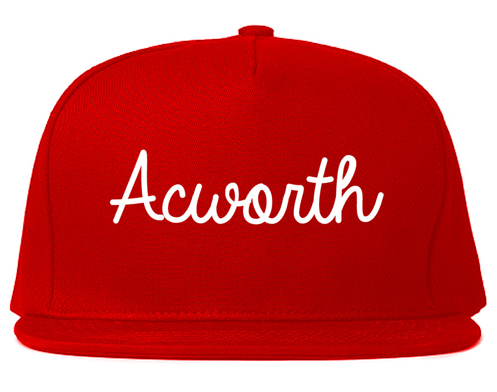 Acworth Georgia GA Script Mens Snapback Hat Red