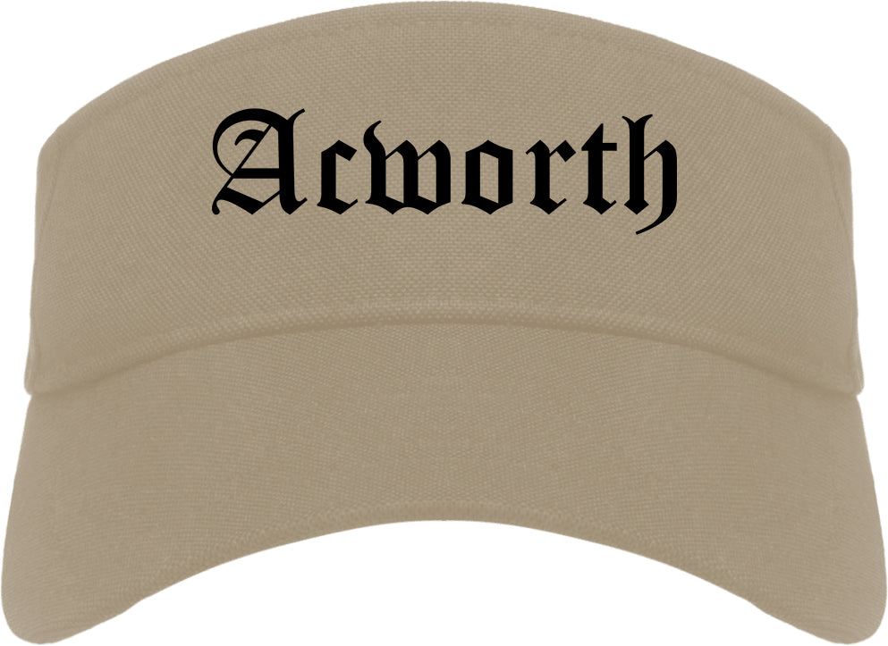 Acworth Georgia GA Old English Mens Visor Cap Hat Khaki