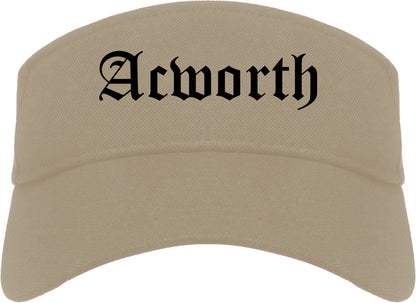 Acworth Georgia GA Old English Mens Visor Cap Hat Khaki