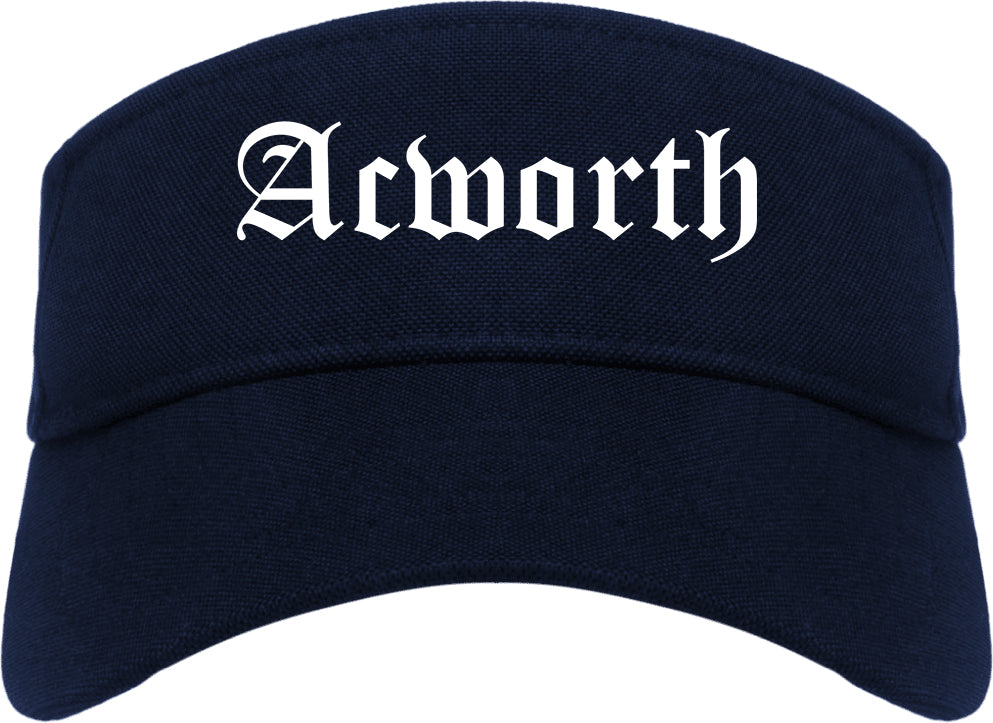Acworth Georgia GA Old English Mens Visor Cap Hat Navy Blue