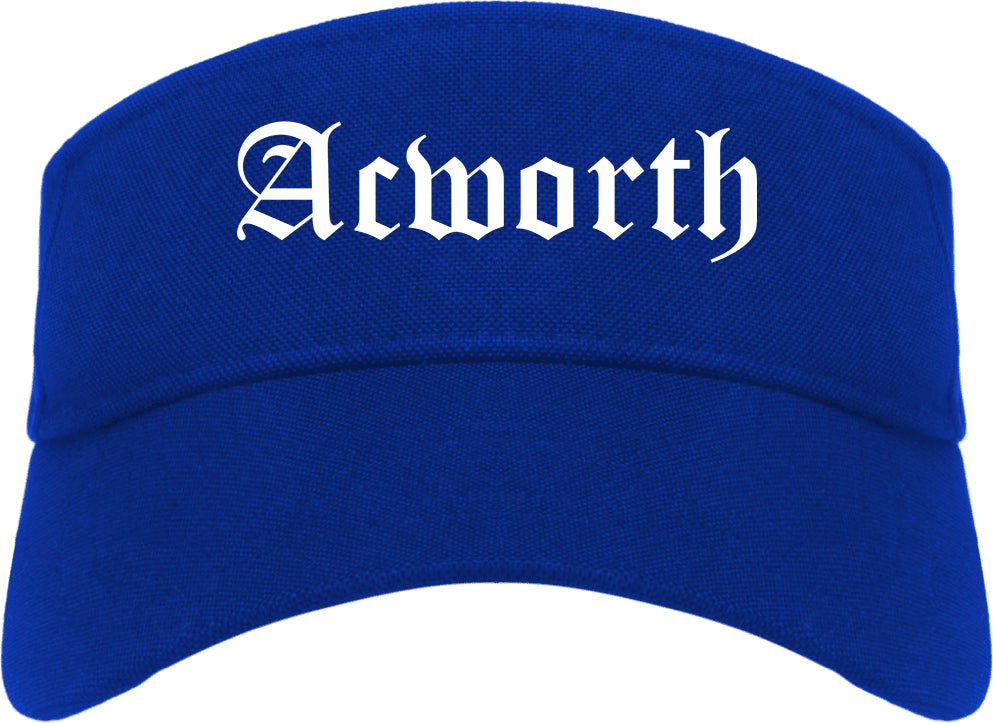 Acworth Georgia GA Old English Mens Visor Cap Hat Royal Blue