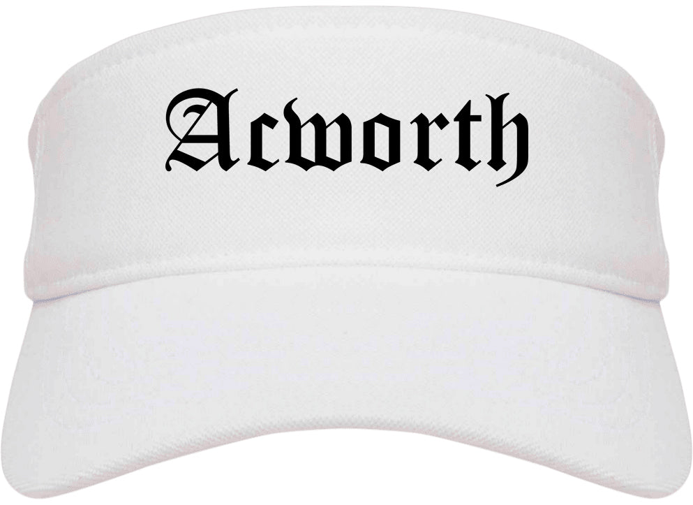 Acworth Georgia GA Old English Mens Visor Cap Hat White
