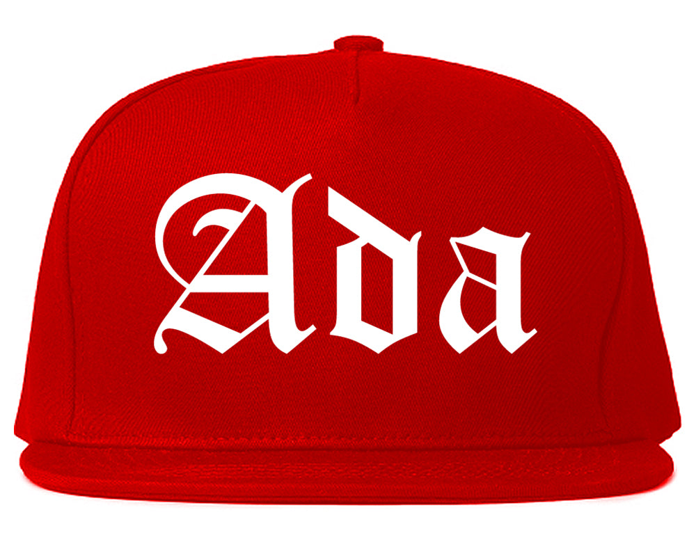 Ada Ohio OH Old English Mens Snapback Hat Red