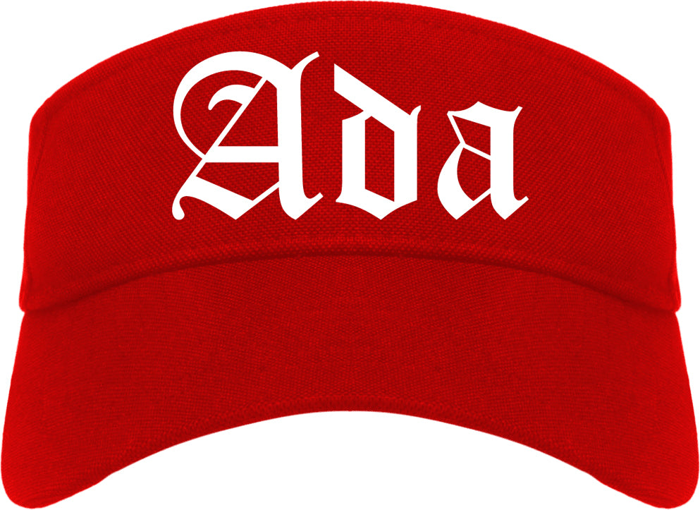 Ada Ohio OH Old English Mens Visor Cap Hat Red