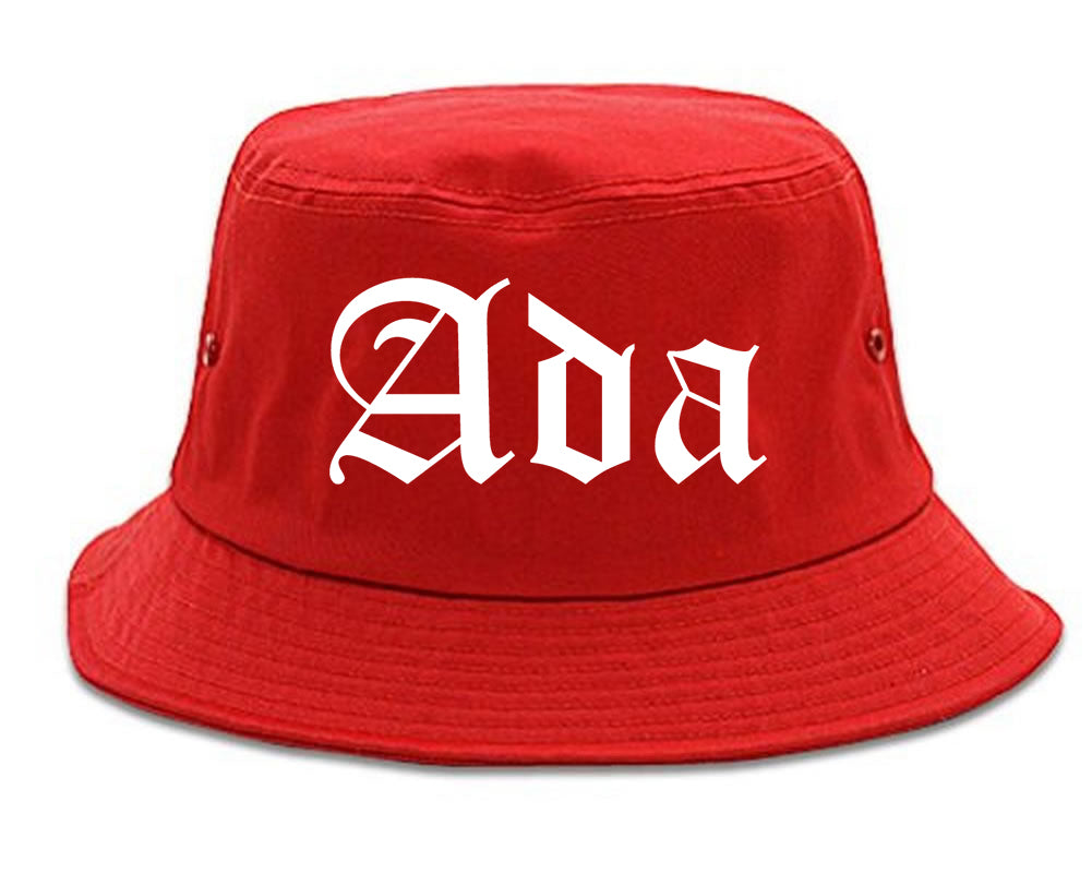 Ada Oklahoma OK Old English Mens Bucket Hat Red
