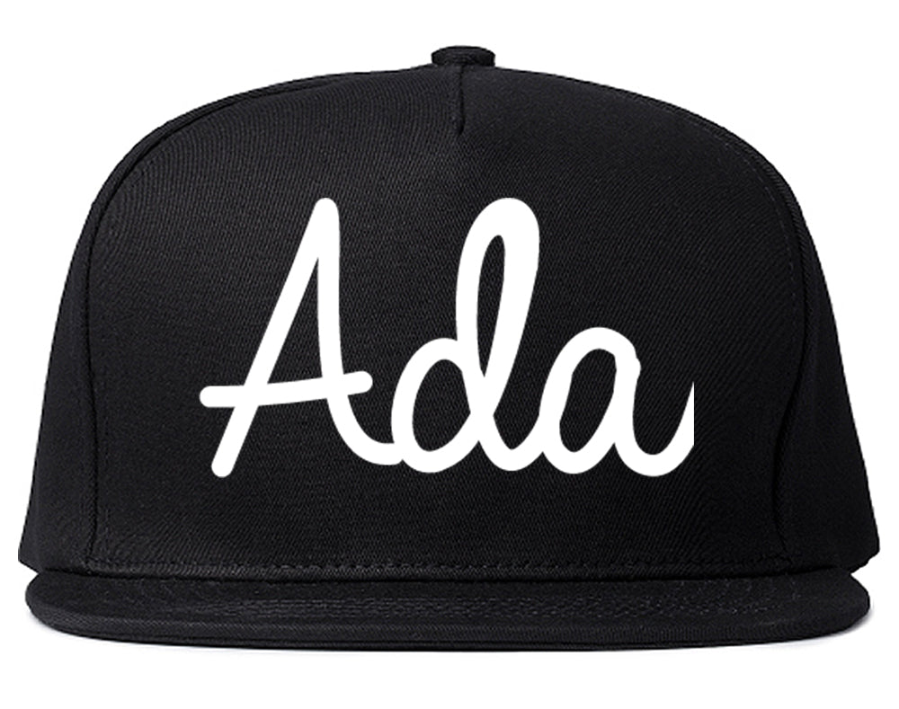 Ada Oklahoma OK Script Mens Snapback Hat Black