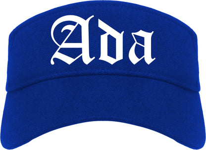 Ada Oklahoma OK Old English Mens Visor Cap Hat Royal Blue