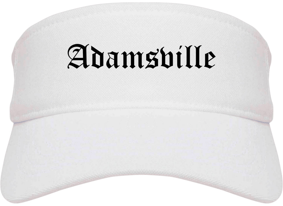 Adamsville Alabama AL Old English Mens Visor Cap Hat White