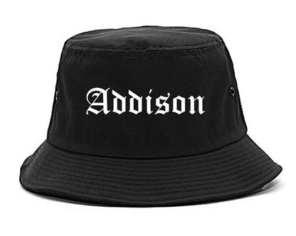 Addison Illinois IL Old English Mens Bucket Hat Black