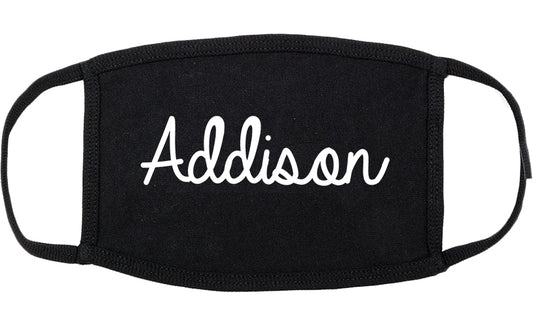 Addison Illinois IL Script Cotton Face Mask Black