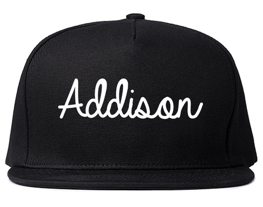 Addison Illinois IL Script Mens Snapback Hat Black