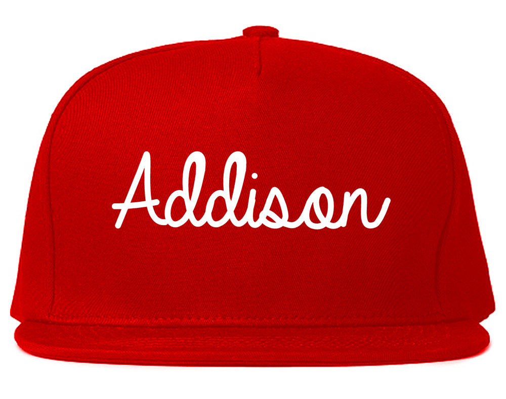 Addison Illinois IL Script Mens Snapback Hat Red