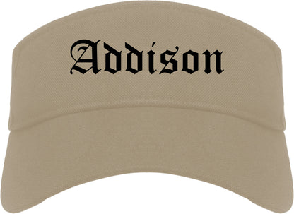 Addison Illinois IL Old English Mens Visor Cap Hat Khaki