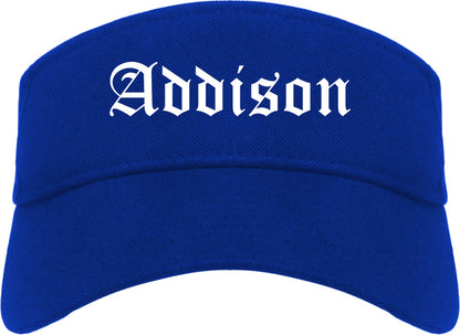 Addison Illinois IL Old English Mens Visor Cap Hat Royal Blue