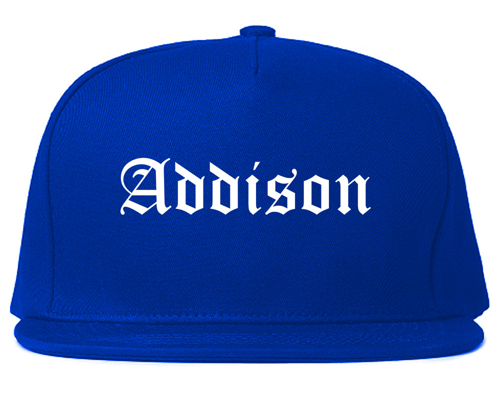 Addison Texas TX Old English Mens Snapback Hat Royal Blue