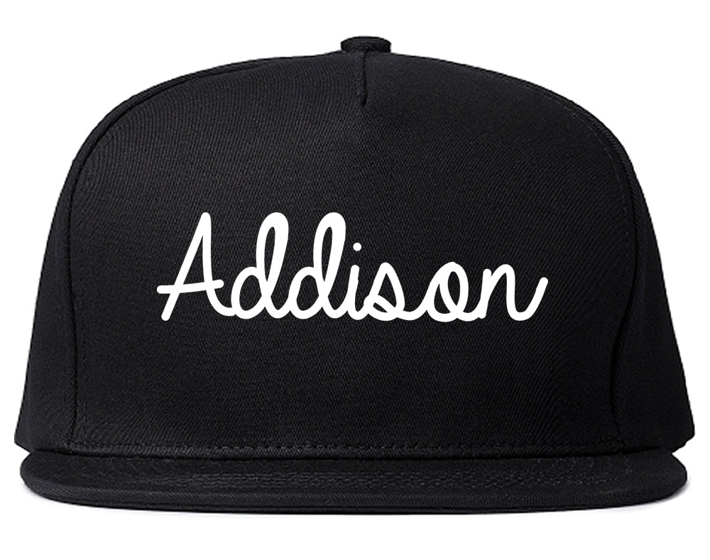 Addison Texas TX Script Mens Snapback Hat Black