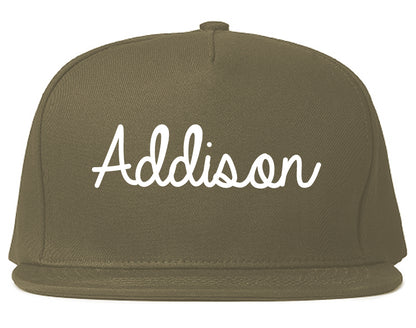 Addison Texas TX Script Mens Snapback Hat Grey