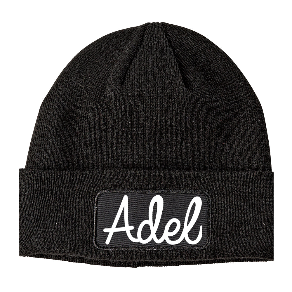 Adel Georgia GA Script Mens Knit Beanie Hat Cap Black