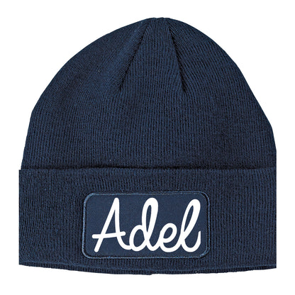 Adel Georgia GA Script Mens Knit Beanie Hat Cap Navy Blue