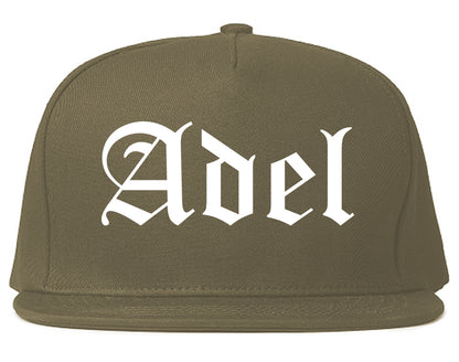 Adel Iowa IA Old English Mens Snapback Hat Grey