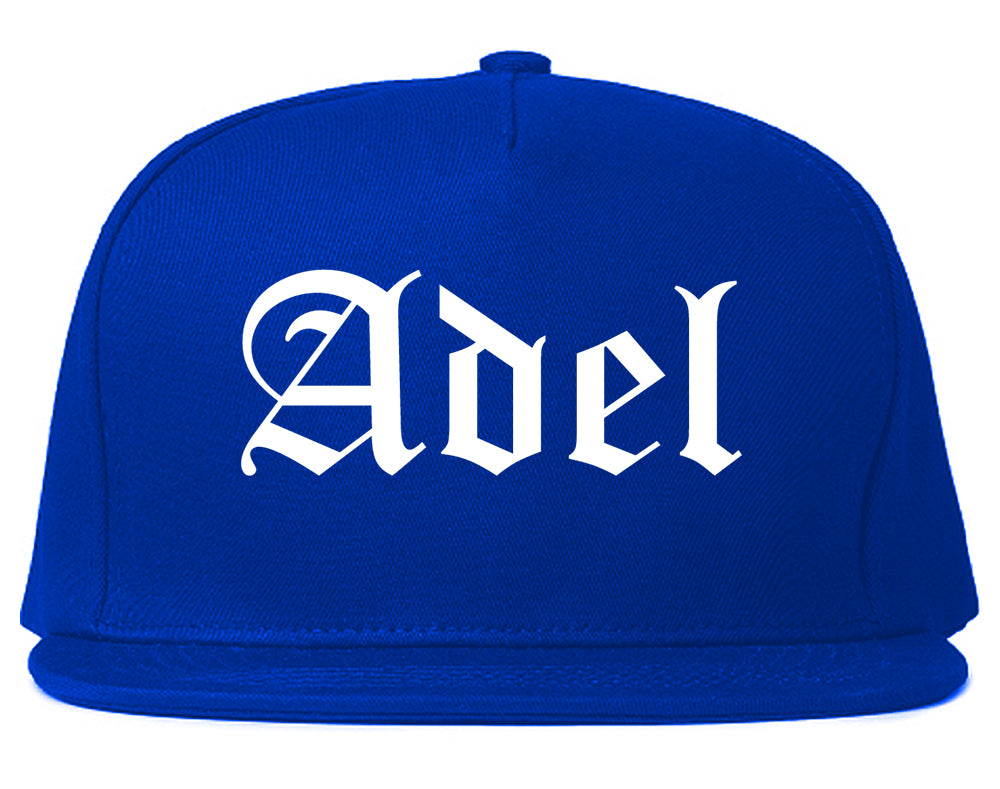 Adel Iowa IA Old English Mens Snapback Hat Royal Blue