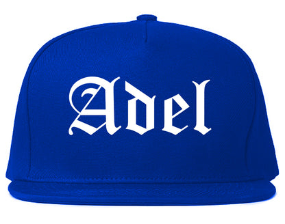 Adel Iowa IA Old English Mens Snapback Hat Royal Blue
