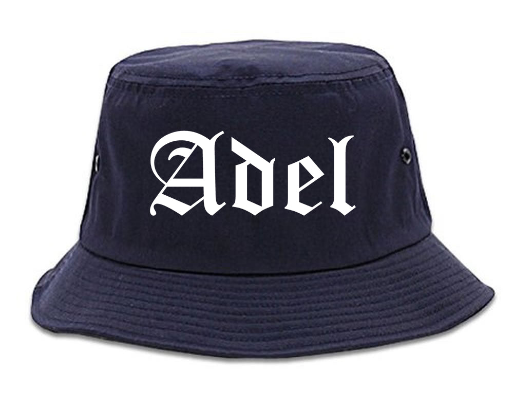 Adel Iowa IA Old English Mens Bucket Hat Navy Blue