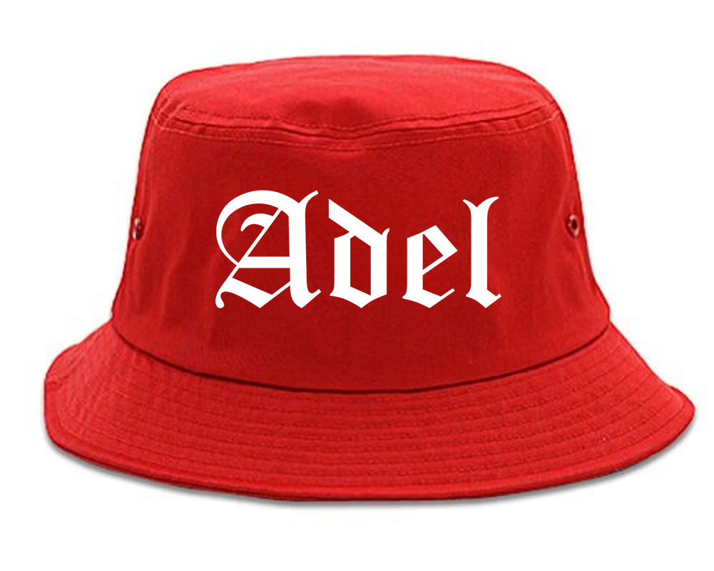 Adel Iowa IA Old English Mens Bucket Hat Red