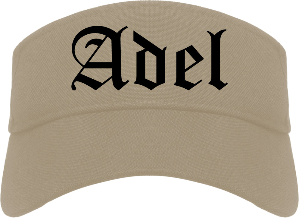 Adel Iowa IA Old English Mens Visor Cap Hat Khaki