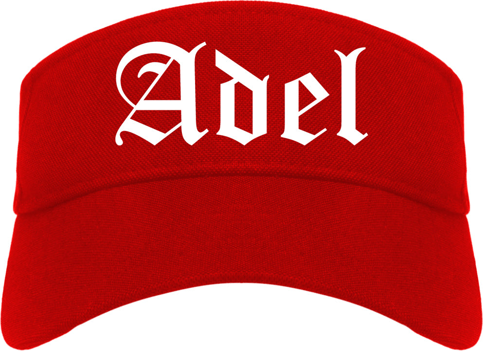 Adel Iowa IA Old English Mens Visor Cap Hat Red