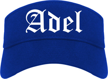 Adel Iowa IA Old English Mens Visor Cap Hat Royal Blue