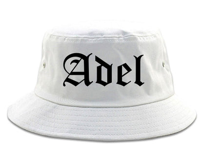 Adel Iowa IA Old English Mens Bucket Hat White