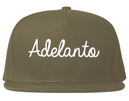 Adelanto California CA Script Mens Snapback Hat Grey