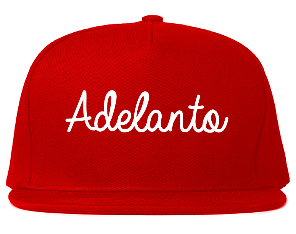 Adelanto California CA Script Mens Snapback Hat Red