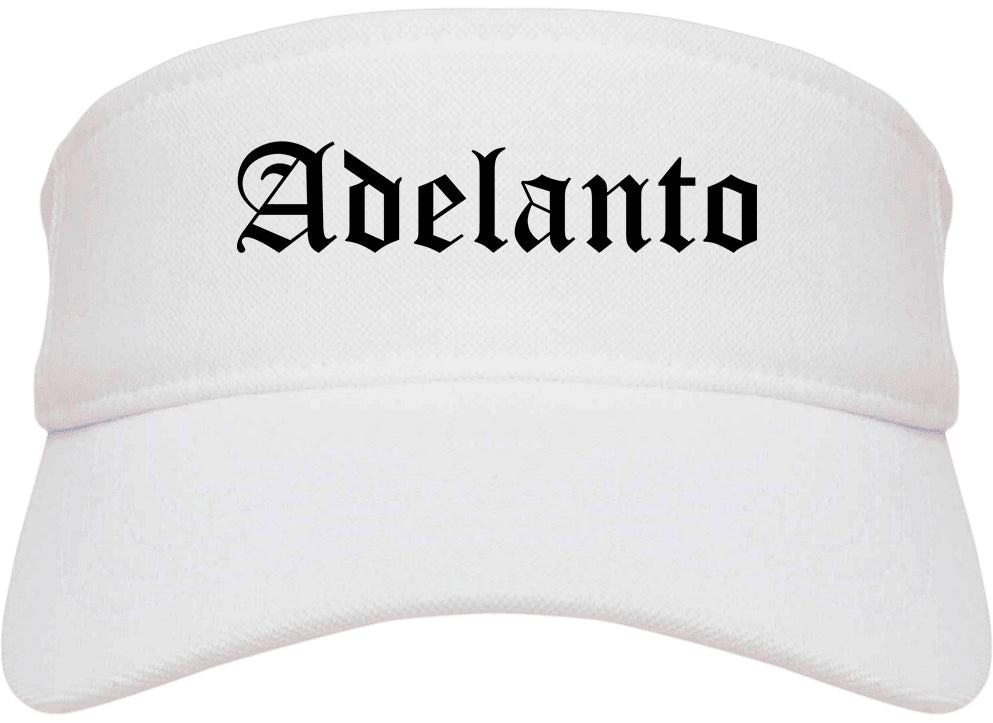 Adelanto California CA Old English Mens Visor Cap Hat White