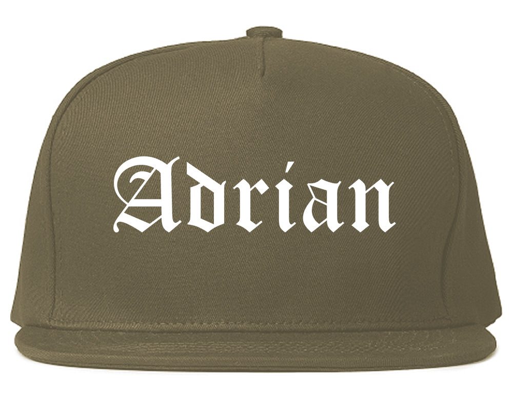 Adrian Michigan MI Old English Mens Snapback Hat Grey